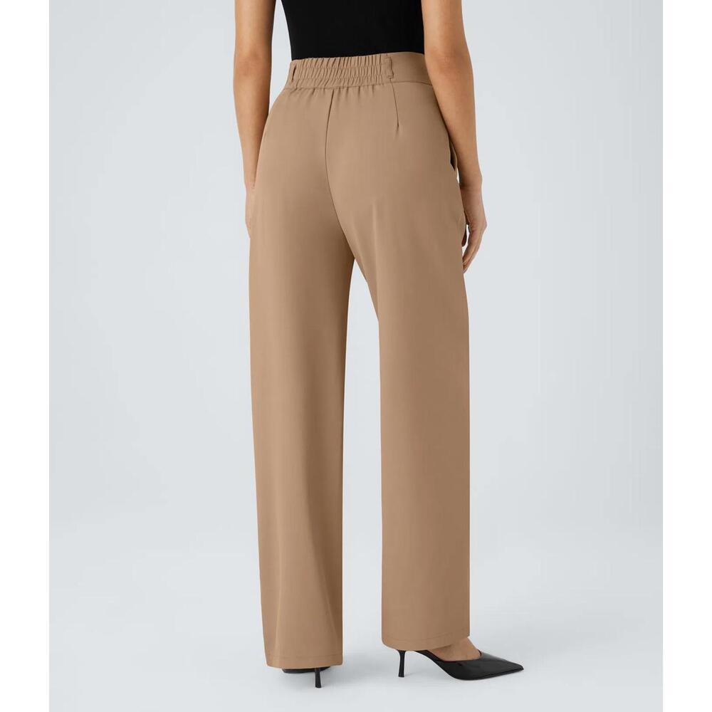 NWT High Waisted Zipper Pocket Shirred Straight Leg Work Pants Size Small - Picture 3 of 12